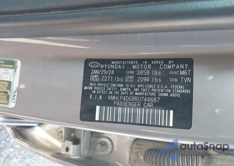 2024 Hyundai Elantra Limited from USA, damaged, VIN KMHLP4DG9RU744687